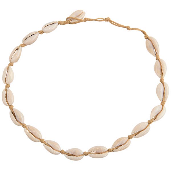 World End Imports Jewelry & Gifts - Wholesale Beaded/Pearl Necklace - NK 14" Cowry Linen -120