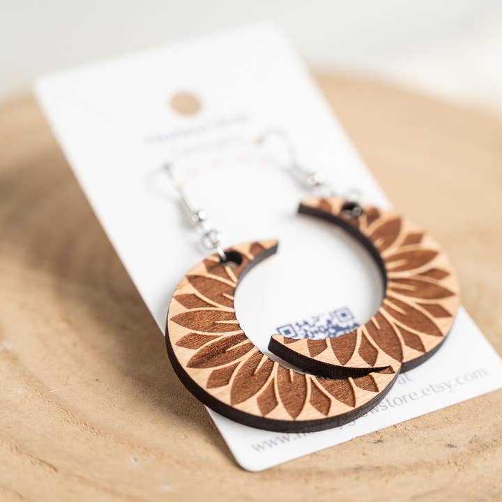 Moon Sunflower Earrings for wholesale by HoneyGlow Designs