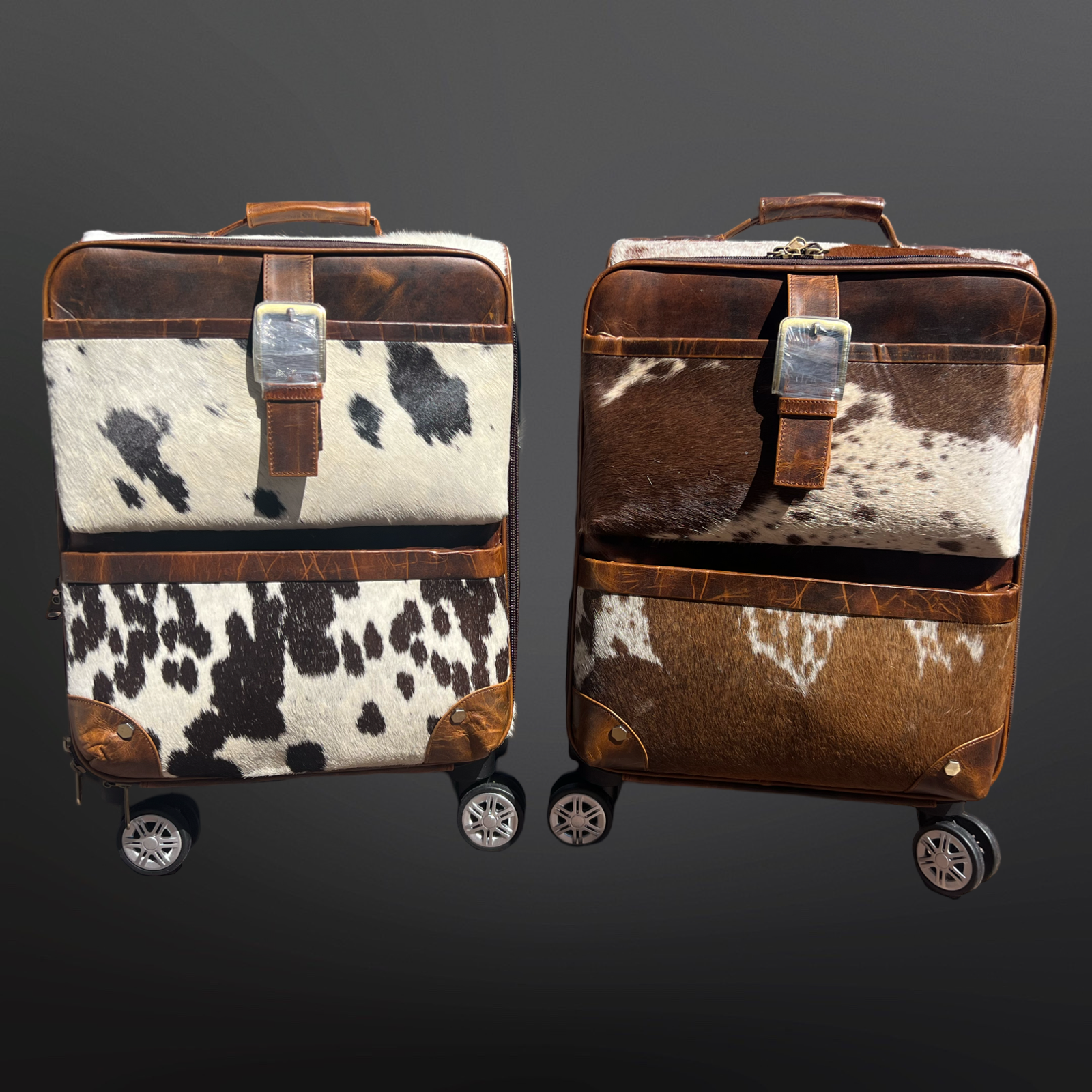 Westrian International - Vente Valises - Valise à main western en cuir de vachette à roulettes12