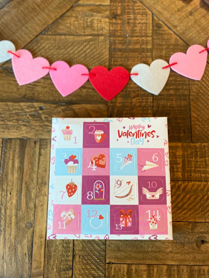 Valentine's Day Advent Crayon Box - Handmade Kids Gift for wholesale by Playful Roots