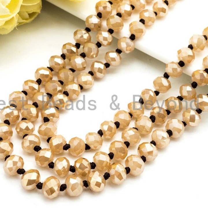 Collar de cristal anudado extra largo de 60 pulgadas para venta al por mayor de BestBeads&Beyond