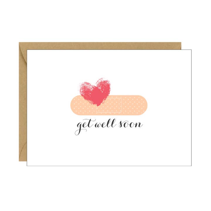 Idea Chic - Vente Carte de bon rétablissement - Pansement Get Well Soon avec étui pour pouce en forme de cœur0