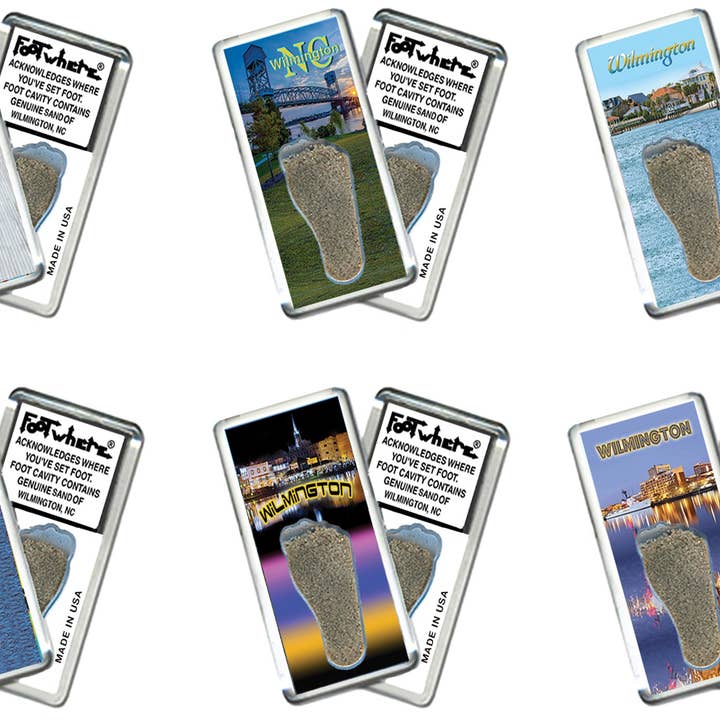 Imán de recuerdo FootWhere® de Wilmington, NC. 72 piezas/6 estilos surtidos. para venta al por mayor de FootWhere- USA Group, Inc.