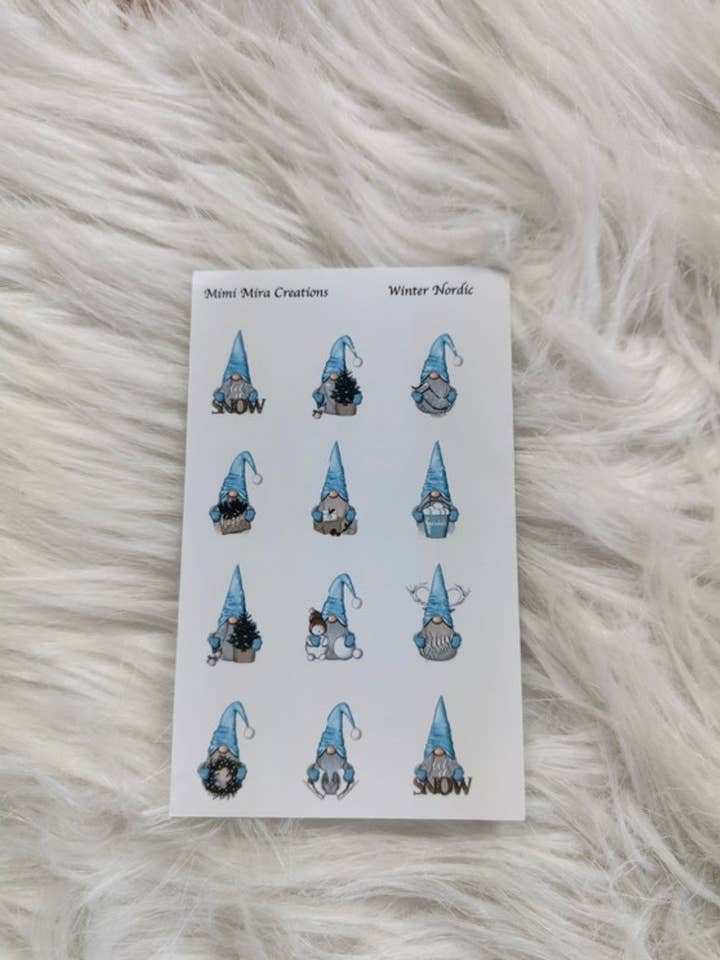 Adesivi personaggi gnomi Winter nordic per la vendita all'ingrosso da parte di Mimi Mira Creations