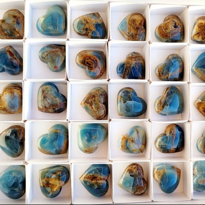 ZARDENIA - Wholesale Spiritual Stone/Crystal - Lemurian Blue Calcite Heart Bundle1