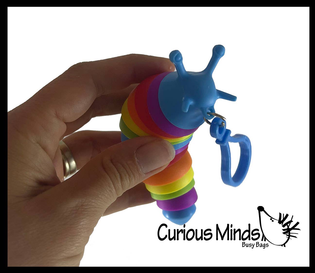 Curious Minds Toys - Wholesale Fidget Toy - Kids - 1 Small Fidget Slug on Clip Articulated Jointed Moving Slug4