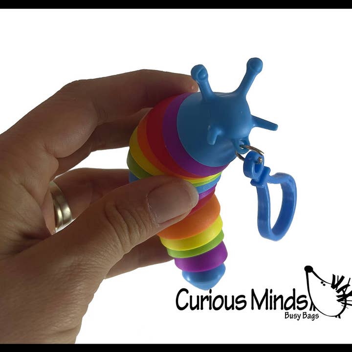 Curious Minds Toys - Wholesale Fidget Toy - Kids - 1 Small Fidget Slug on Clip Articulated Jointed Moving Slug4