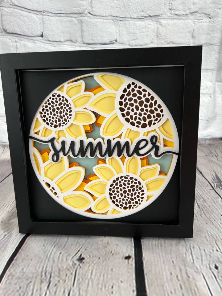 Shadowbox d'été en papier 3D pour la vente par Olivia Reagan Designs