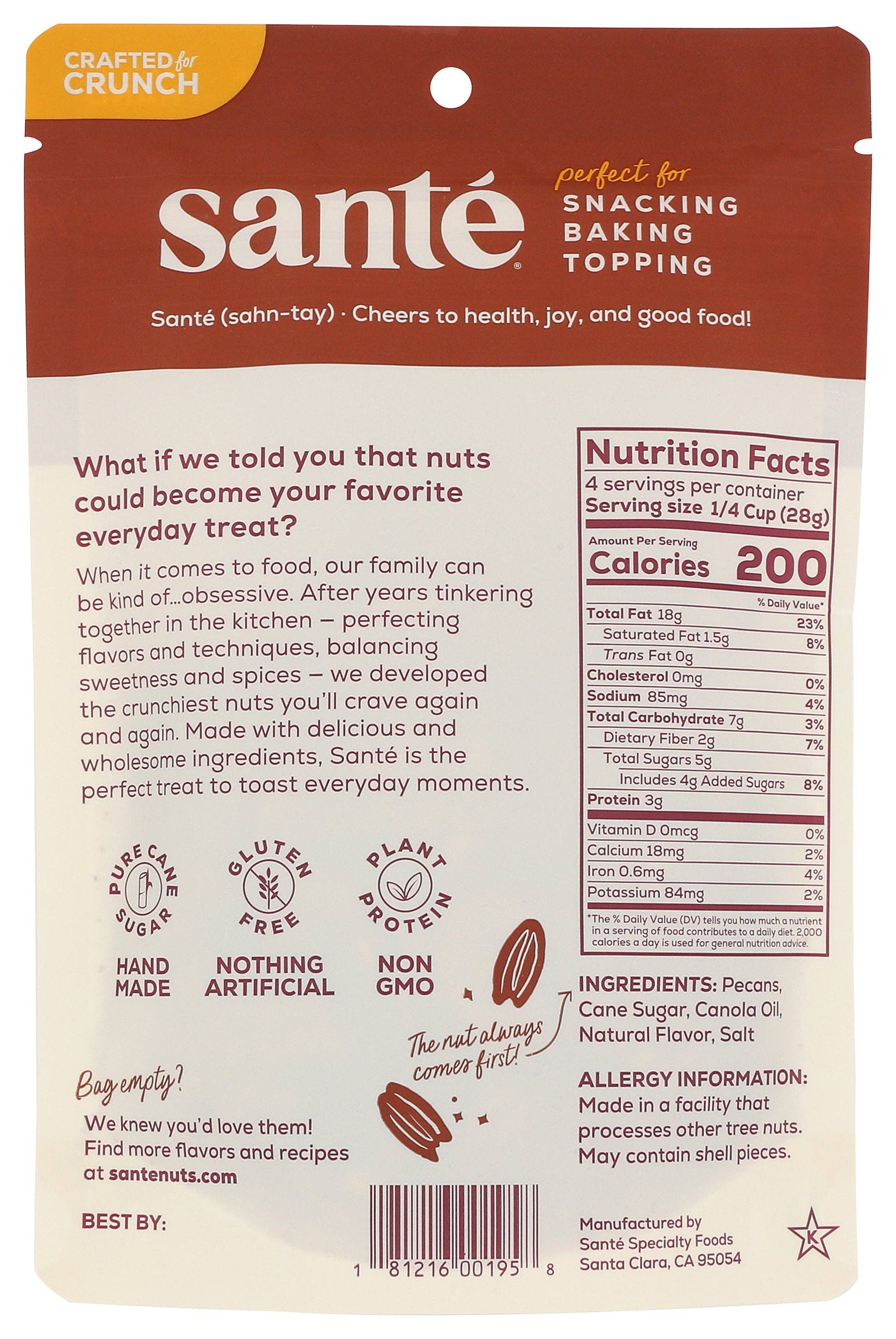 Everyday Supply Co - Wholesale Nuts - SANTE NUTS PECANS BOURBON - Case of 61