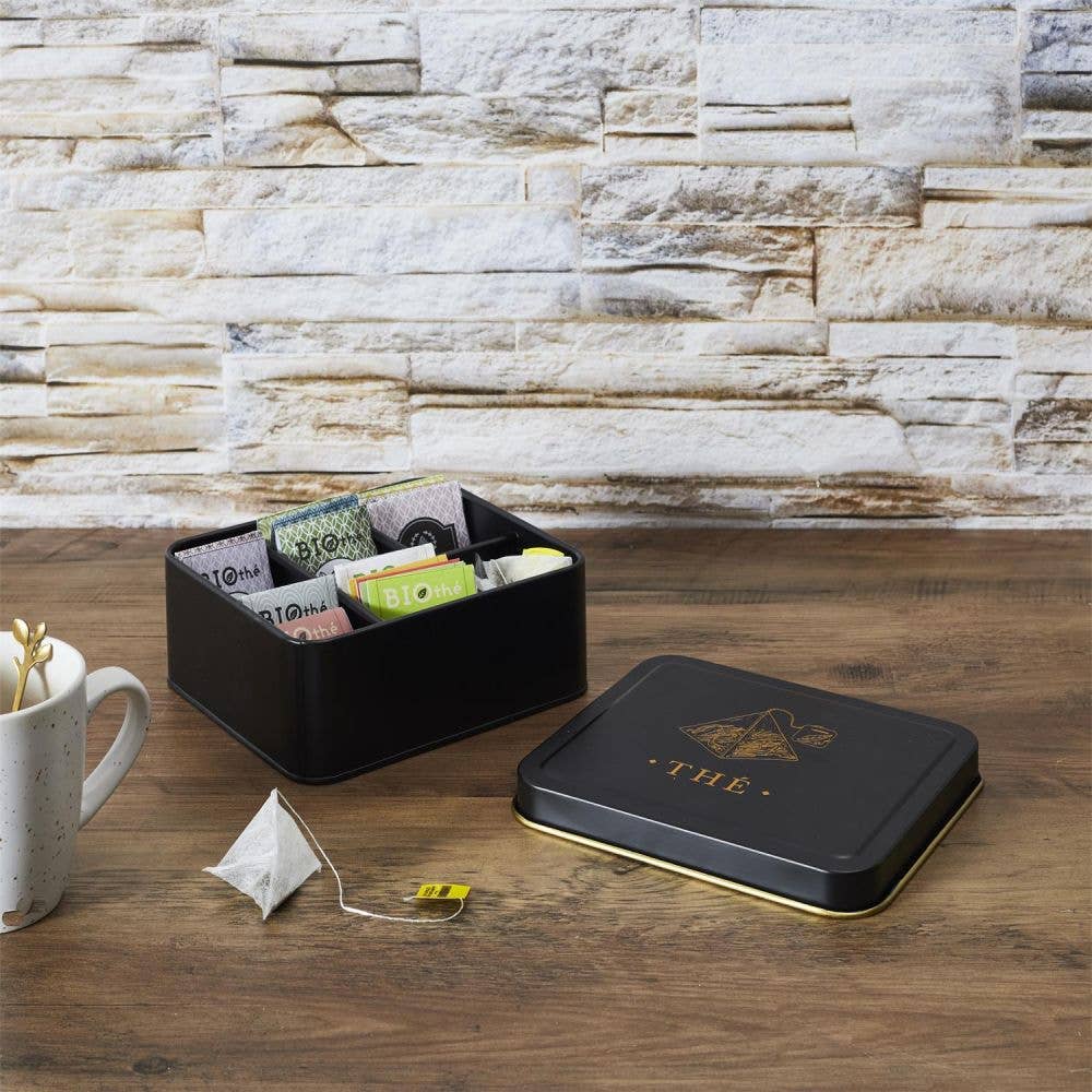 Housse De Rêve - Wholesale Decorative Box - Black and gold metal tea bag box1