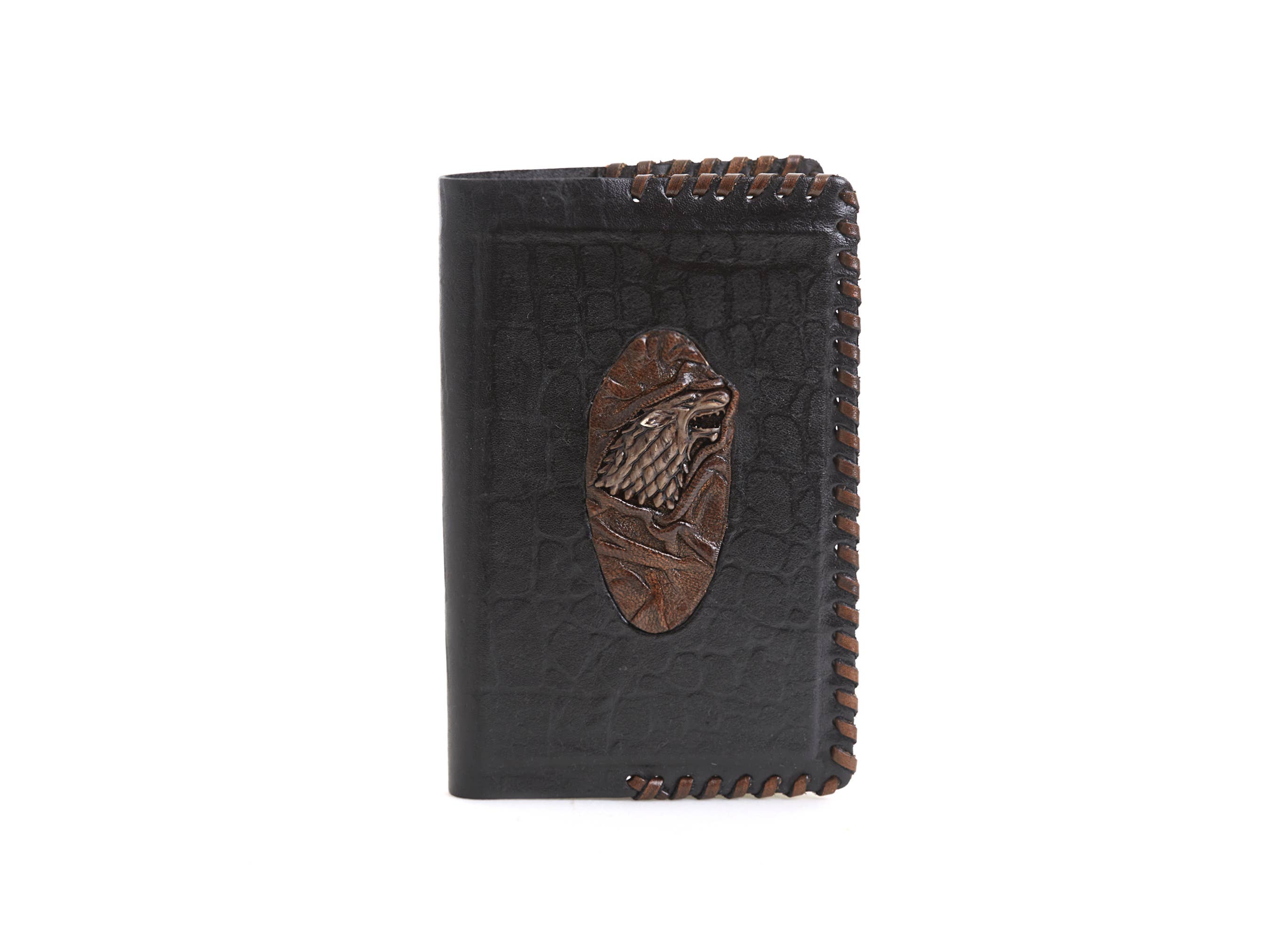 ML Marcaleather - Venta al por mayor Diario/agenda - Funda de cuero para cuaderno de bocetos con diseño de lobo, rellenable y diario