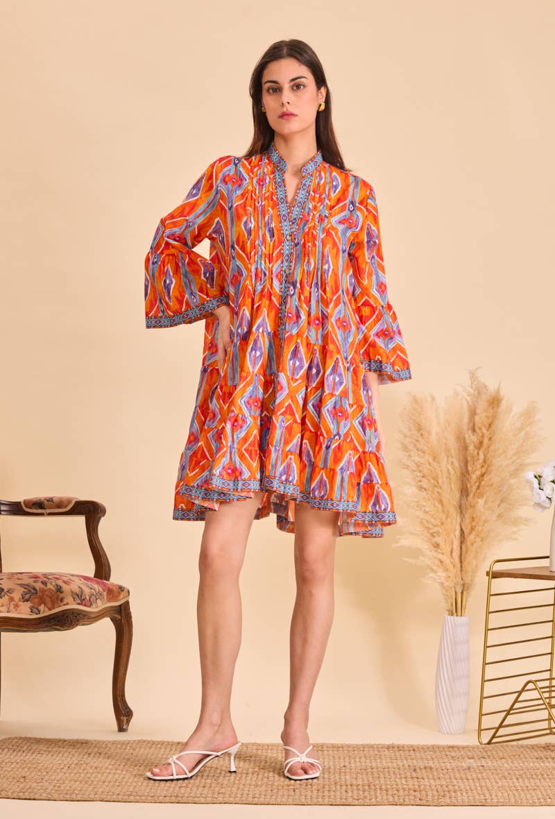 IP A-line short dress in printed cotton - Orice for wholesale on Faire