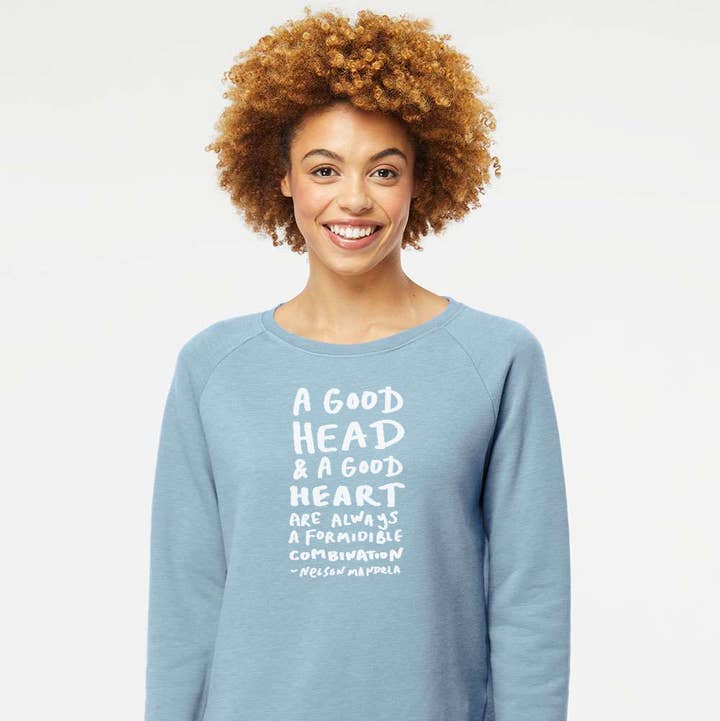 Nelson Mandela Good Heart Women's Wave Wash Sweatshirt for wholesale by Megan Lee Designs