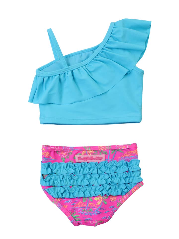 Pink Girls Neon Island Time One Shoulder Ruffle Tankini 2-Piece Swimsuit with Signature Rear Ruffles
for wholesale on Faire1