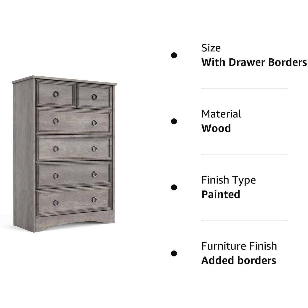 Gray Wash Tall Dresser 6 Drawer Bedroom Storage Cabinet for wholesale on Faire9