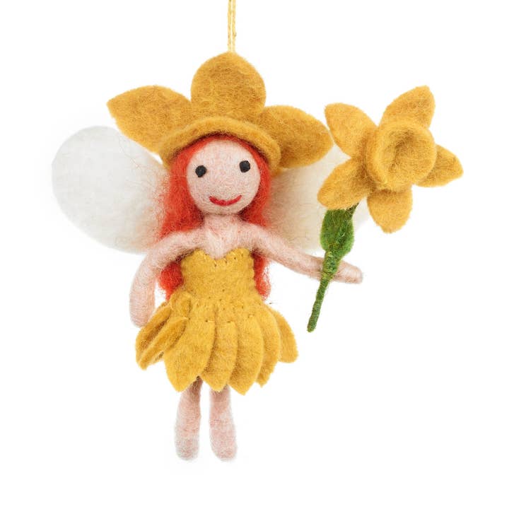 Handmade Felt Daffodil Fairy Hanging Decoration for wholesale by Felt So Good