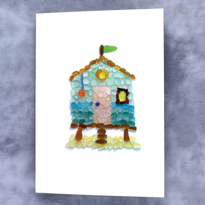 Beachcombing / Etched by the Sea - Vendita all'ingrosso Biglietti di auguri generici - Sea Glass Beach Cottage Card1