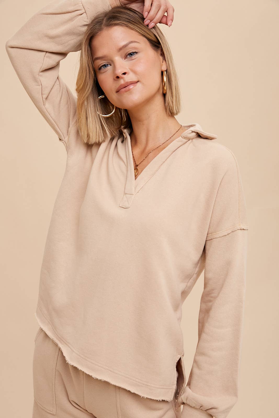 In Loom – Sweatshirt - Mulher por atacado – PULÔVER DE COLARINHO LAVADO PARA ROUPA4