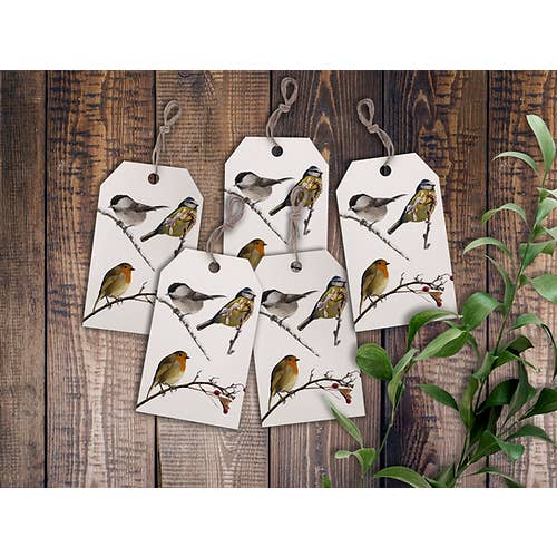 Set de 5 etiquetas de regalo «Winter Birds» para venta al por mayor de Tanya Whitfield Illustrations