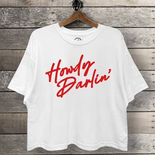 TC550-P7071 HOWDY DARLIN' GRAPHIC PRINT BOXY CROP T-SHIRT and other Purchase Wholesale howdy darlin. Free Returns & Net 60 Terms on Faire trending on Faire.