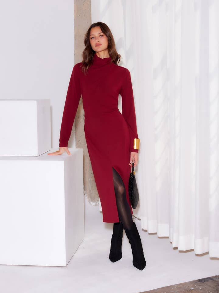Brick F Tasha Turtleneck Midi Dress for wholesale on Faire5