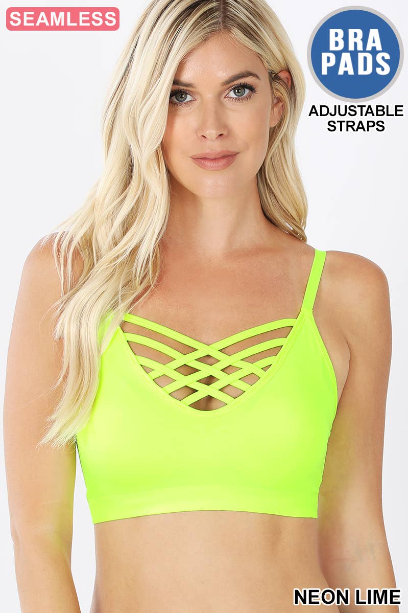 VERDE BRILLANTE - 111322 Bralette de rejilla con almohadillas de sujetador extraíbles de venta al por mayor en Faire9