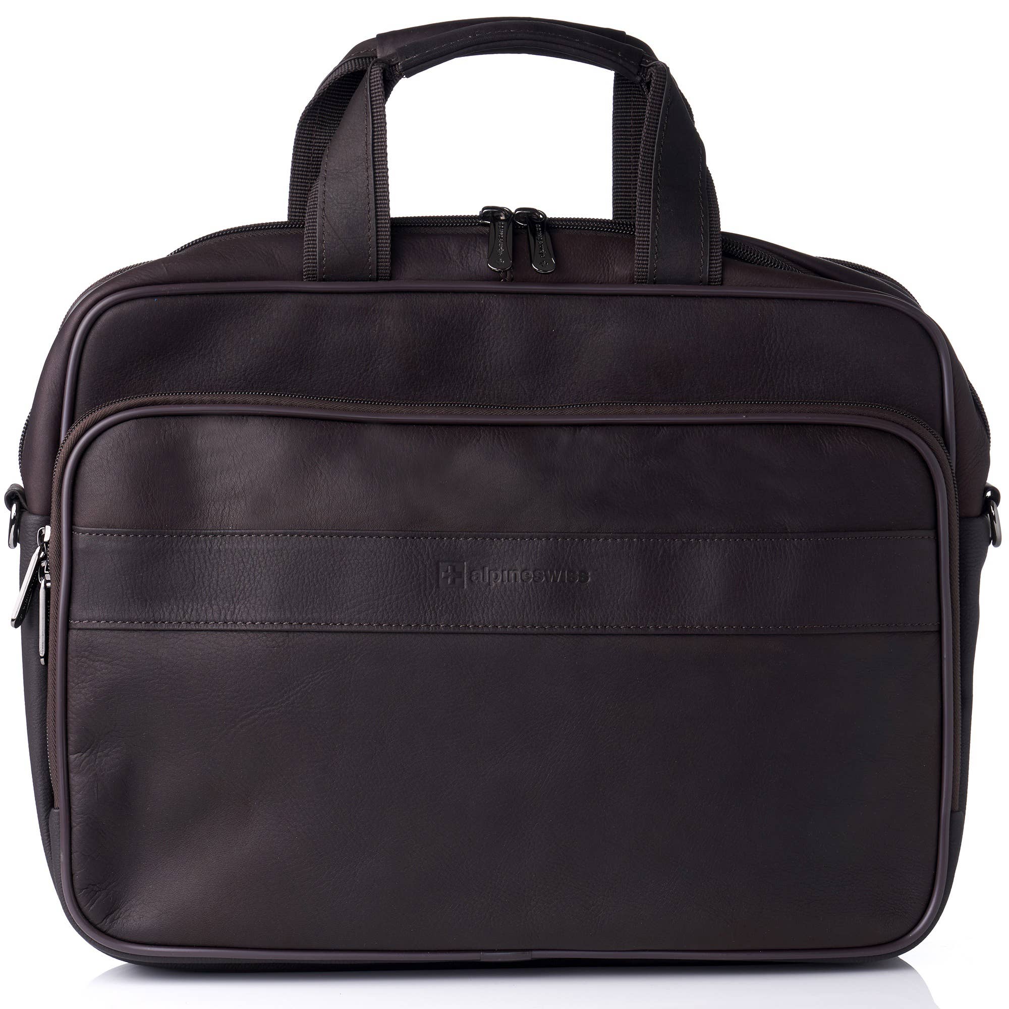 Alpine Swiss - Wholesale Briefcase - Unisex - Messenger Bag Leather 15.6 Laptop Briefcase Portfolio Busine4