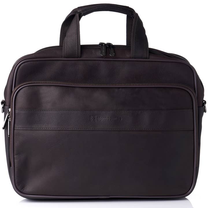 Alpine Swiss - Wholesale Briefcase - Unisex - Messenger Bag Leather 15.6 Laptop Briefcase Portfolio Busine4