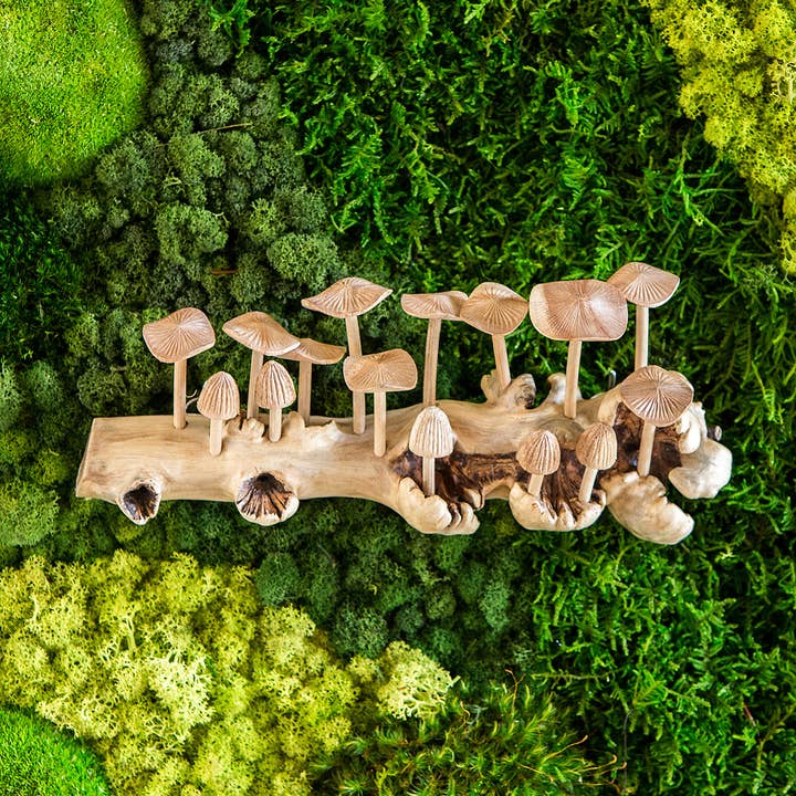 Parasite Hand Carved Figurine - Oyster Mushrooms on Wall Hor for wholesale by Garden Age Supply