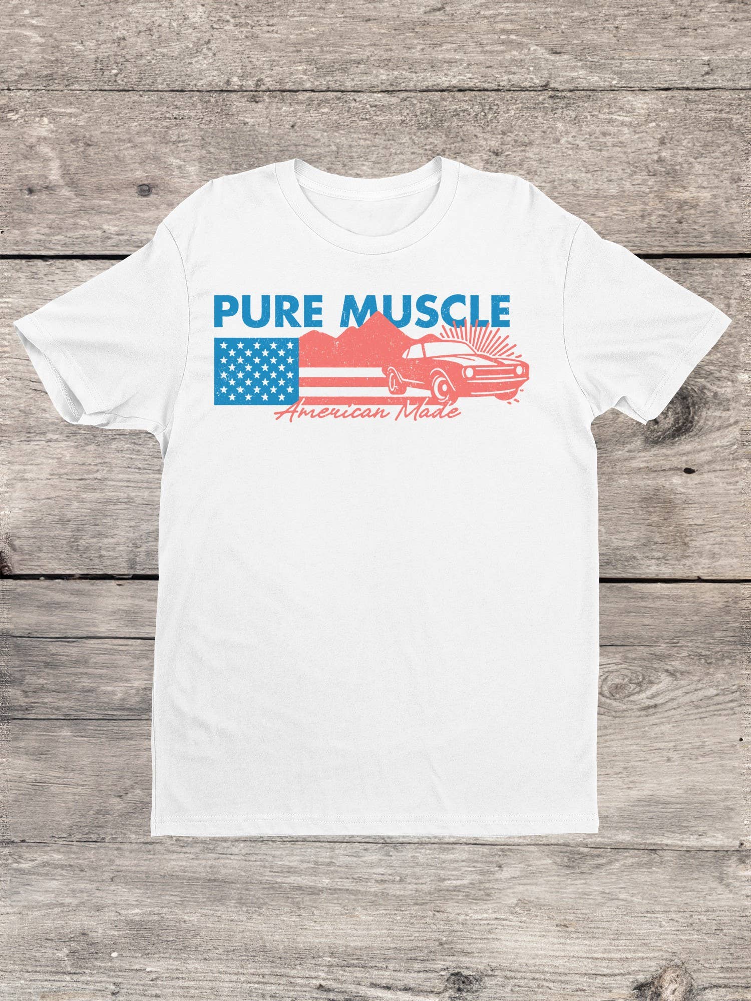White Pure Muscle American Car Art Men's T-shirt for wholesale on Faire0