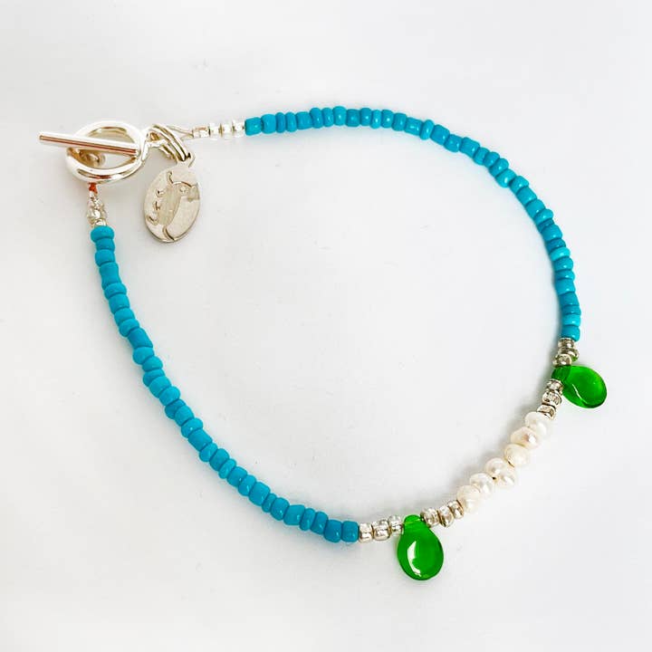 Petite Marie Jewelry - Venta al por mayor Pulsera de cuentas - 2021-A01-0016 Pulsera Petite Marie - Plata - Aguamarina - Perlas - Verde amazona