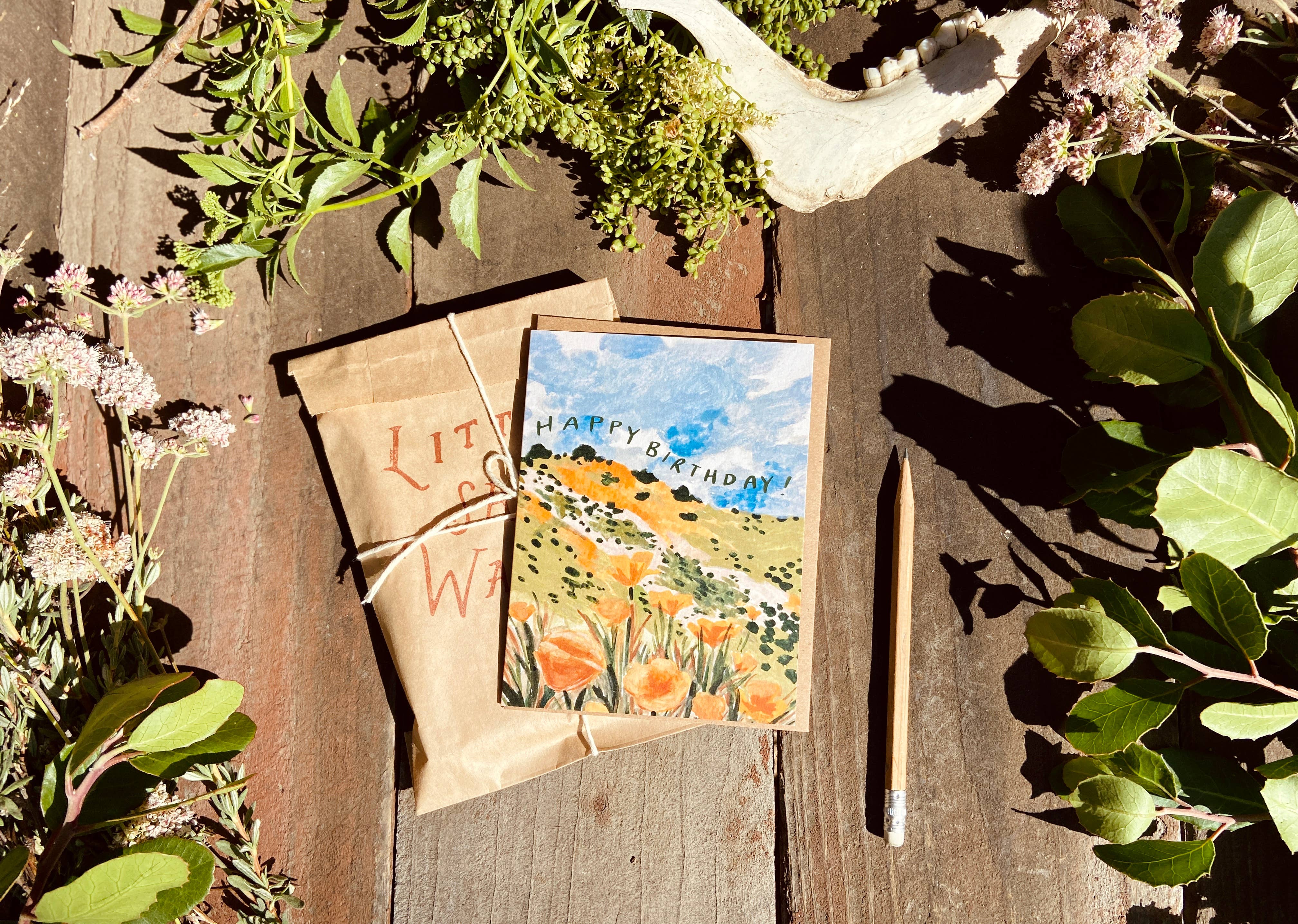 Little Salt Wagon – Großhandel Geburtstagskarten – California Golden Poppy Wildflower Happy Birthday Karte3