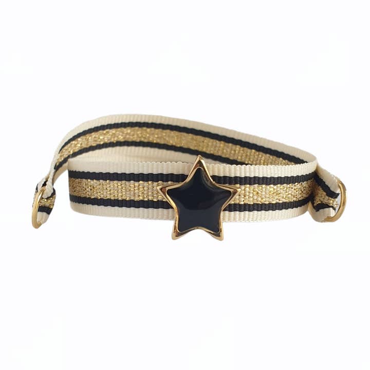 BRAZALETE ESTRELLA LAME' CREMA ESMALTE NEGRO SOBRE DORADO para venta al por mayor de Smartever Srl