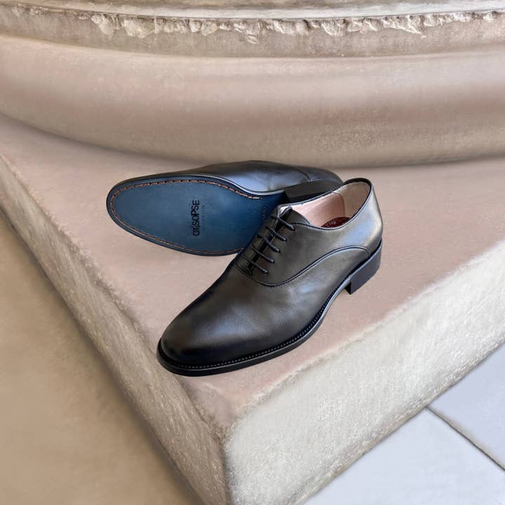Oxfords de couro preto por atacado de Otisopse