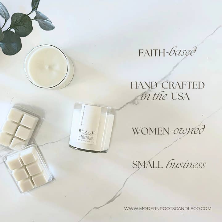 Modern Roots Candle Co. – wholesale Jar/filled candle – Be Still | Lavender & Sage | 9 oz. Clear Jar Soy Candle6