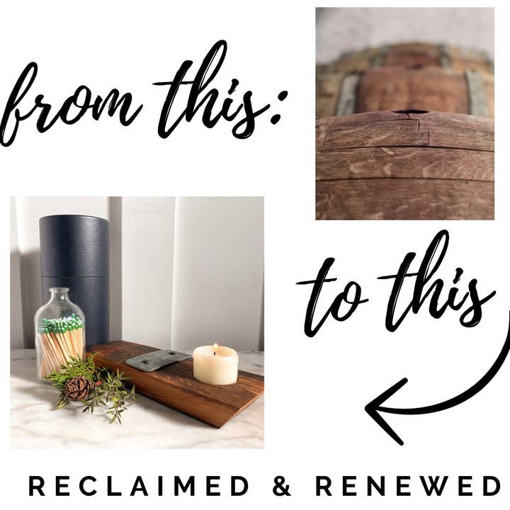 Honest Woodcraft - Wholesale Candle holder - Farmhouse Style Table Centerpiece Reclaimed Wine Barrel Art3