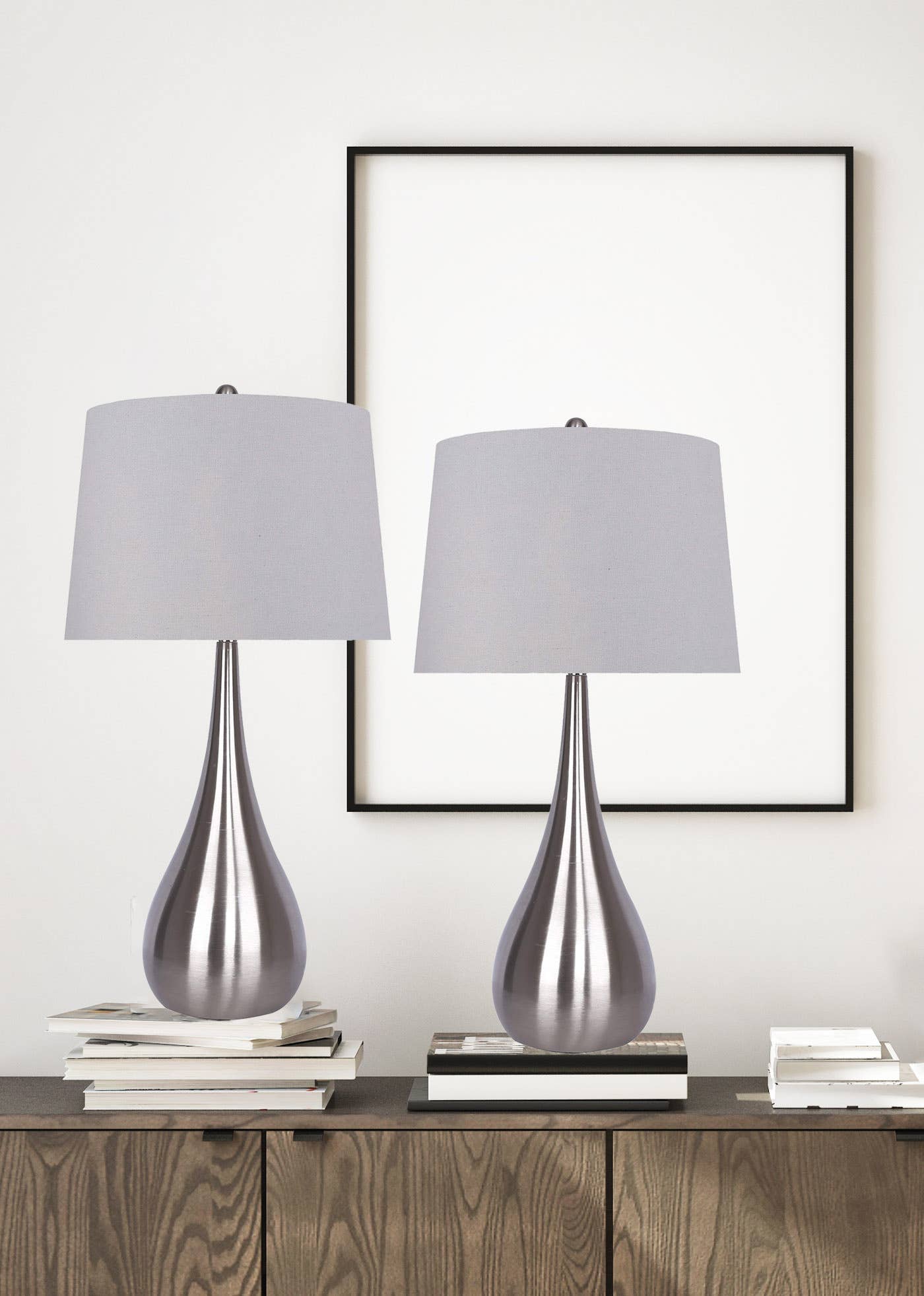 LumiSource and Grandview Gallery - Wholesale Accent/Desk Lamp - 29" Pebble Metal Table Lamps Teardrop Linen Shades (2PK)29