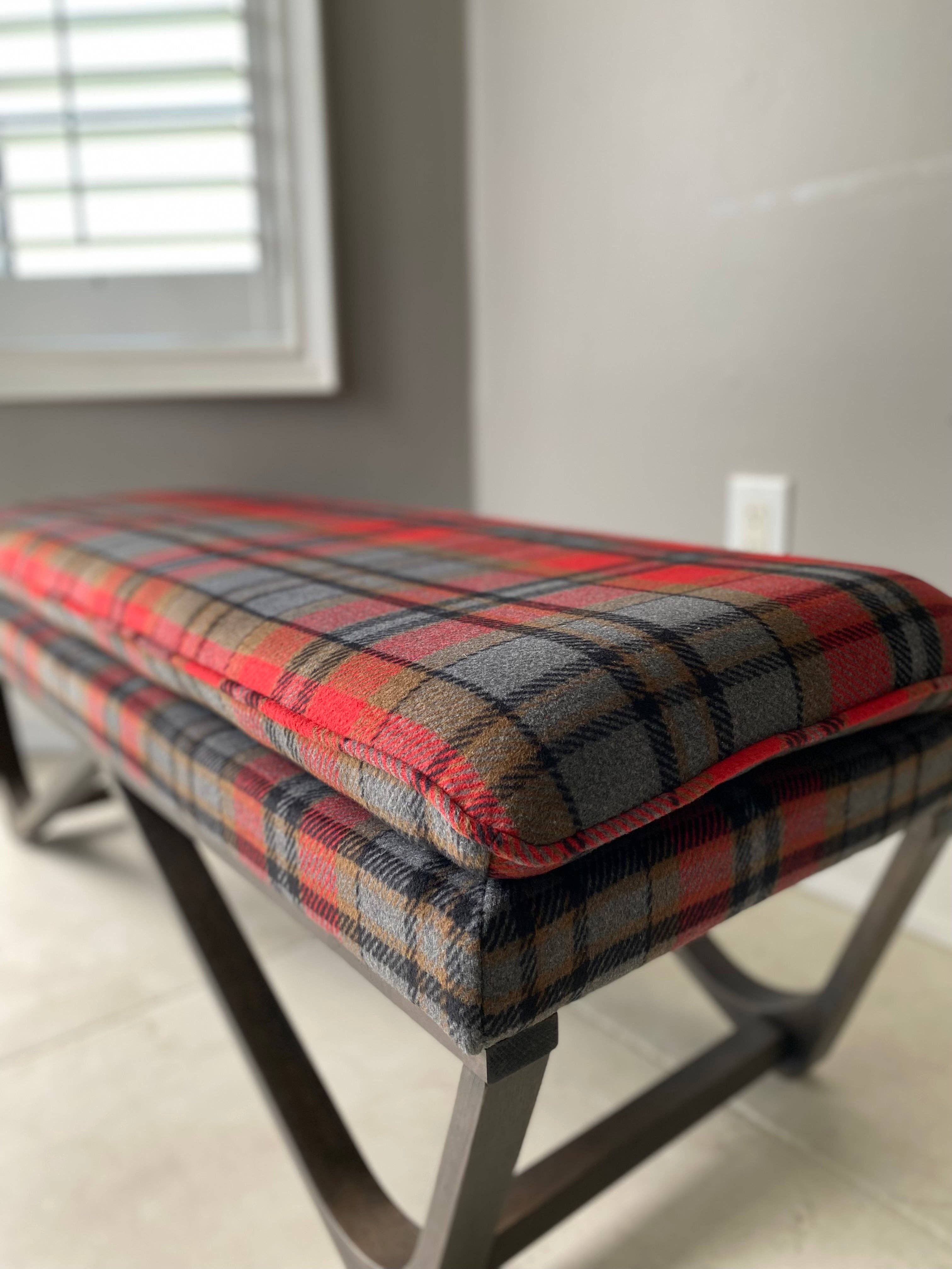 Seat4uhome – Banco por atacado – Banco Highland xadrez estofado Hendraheim 48" Hendraheim3