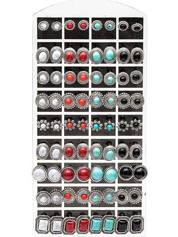 Ensemble de 36 paires de boucles d'oreilles à tige Mix Stone pour la vente par Artini Accessories