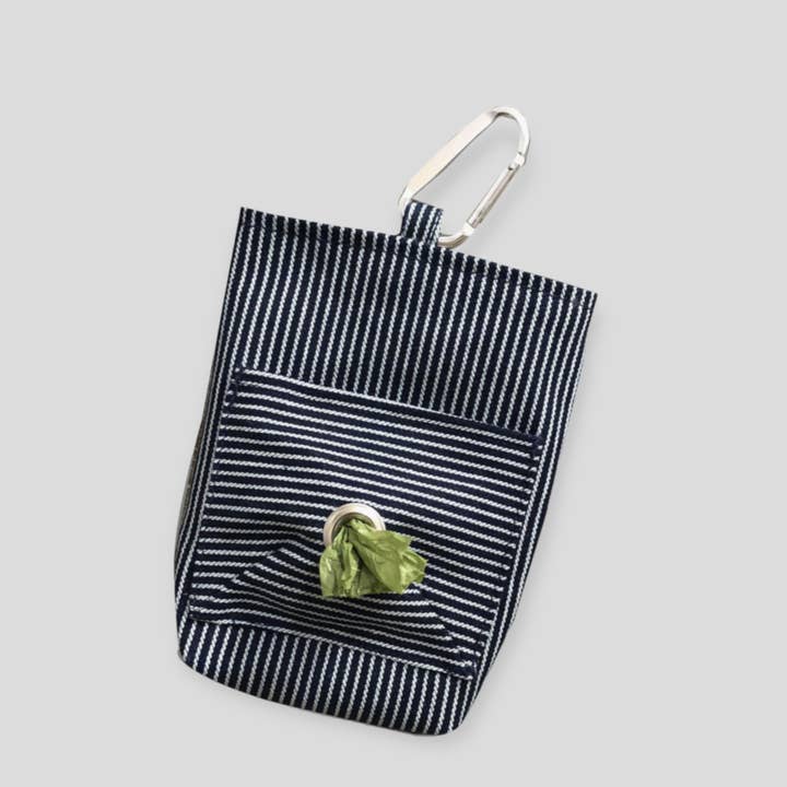 Railroad Stripe Dog Walk Bag | Treat Pouch + Poop Bag Holder for wholesale by Rex & Bandon