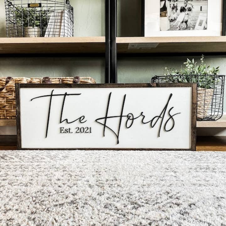 Personalized Last Name Established Sign for wholesale by Dakota + Pine Design Co.