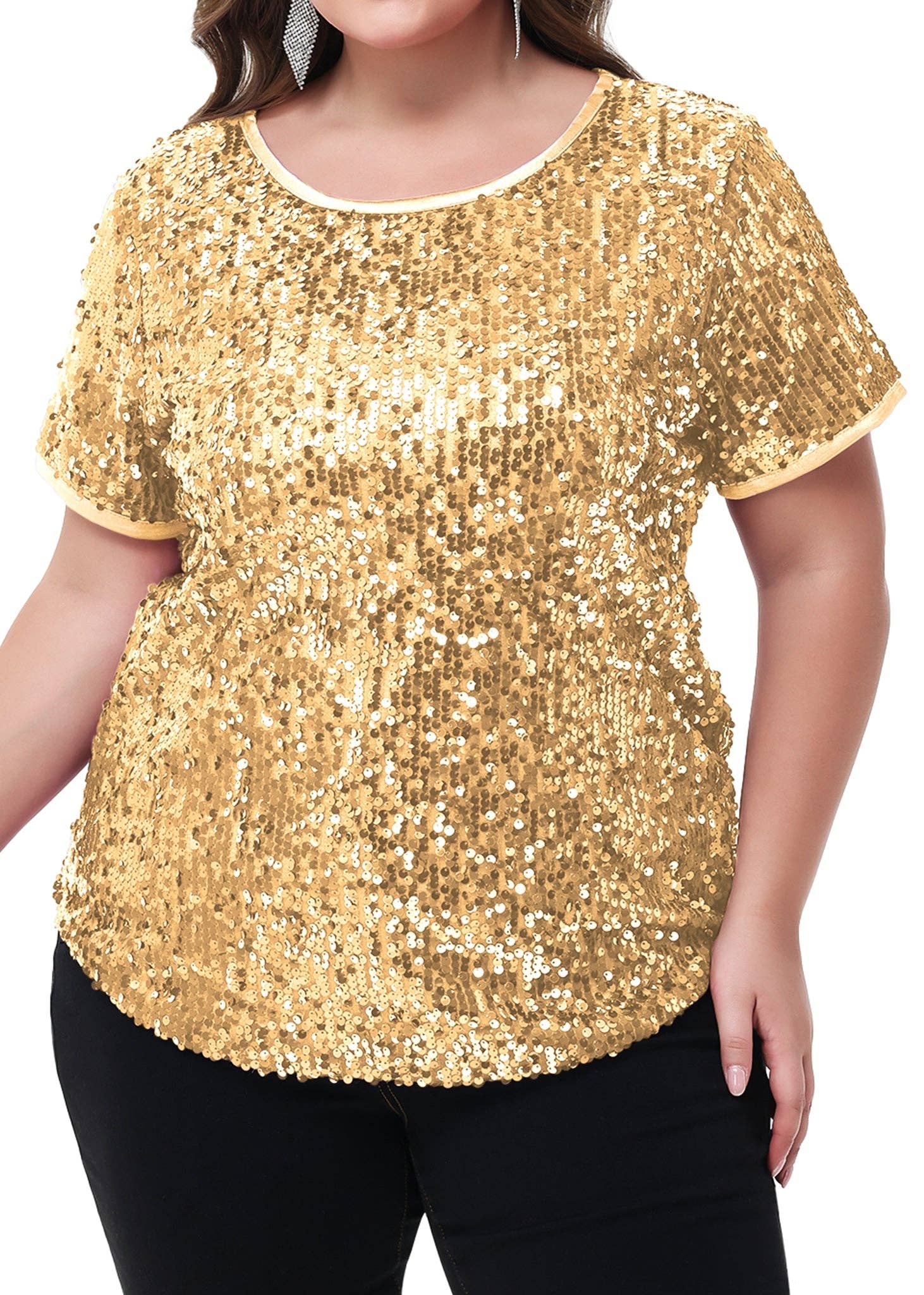 Anna Kaci Wholesale - Wholesale Blouse - Women's - Sequin Tops Plus Size Sparkle Glitter Party Blouse16