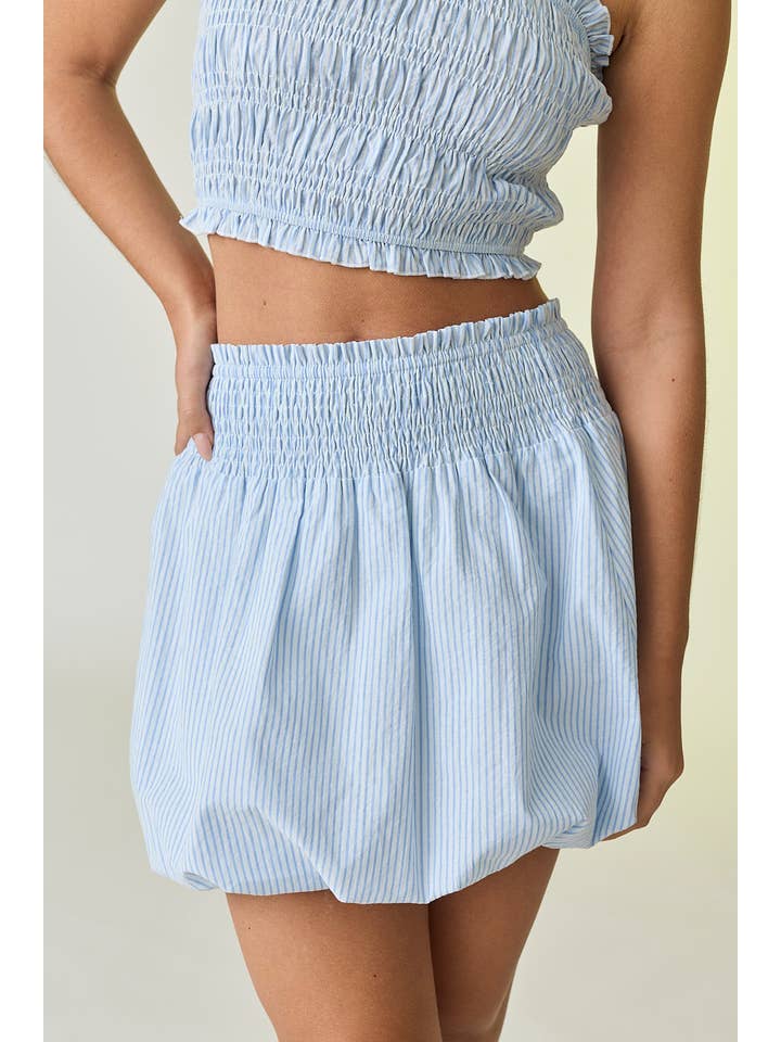 LT Blue PX50366 - Chloe Striped Smocking Bubble Hem Set for wholesale on Faire