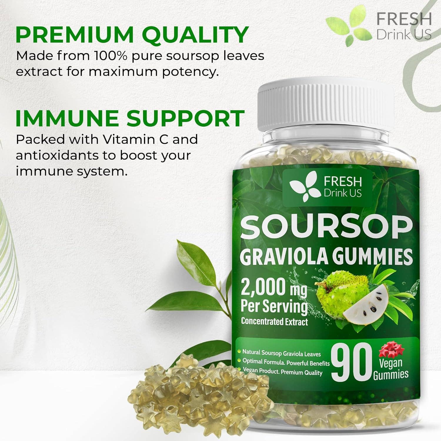 Naomi's Happy Place Shop – wholesale Oral supplement/vitamin – Premium 90 Soursop Graviola Gummies1