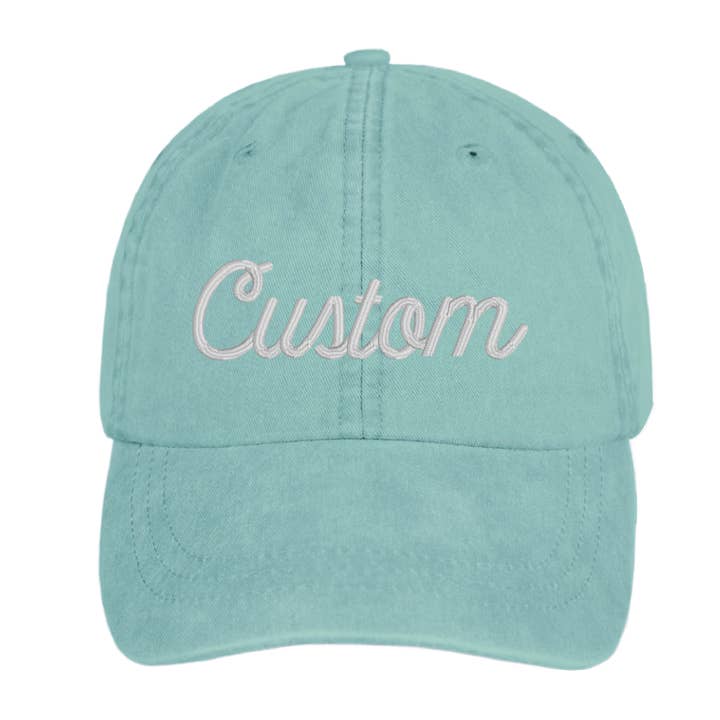 Custom Text Script Dad Hat - Embroidered Ball Cap for wholesale by Gracie Designs