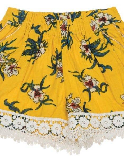 Floral Lace Shorts - Yellow Floral for wholesale by UJALA