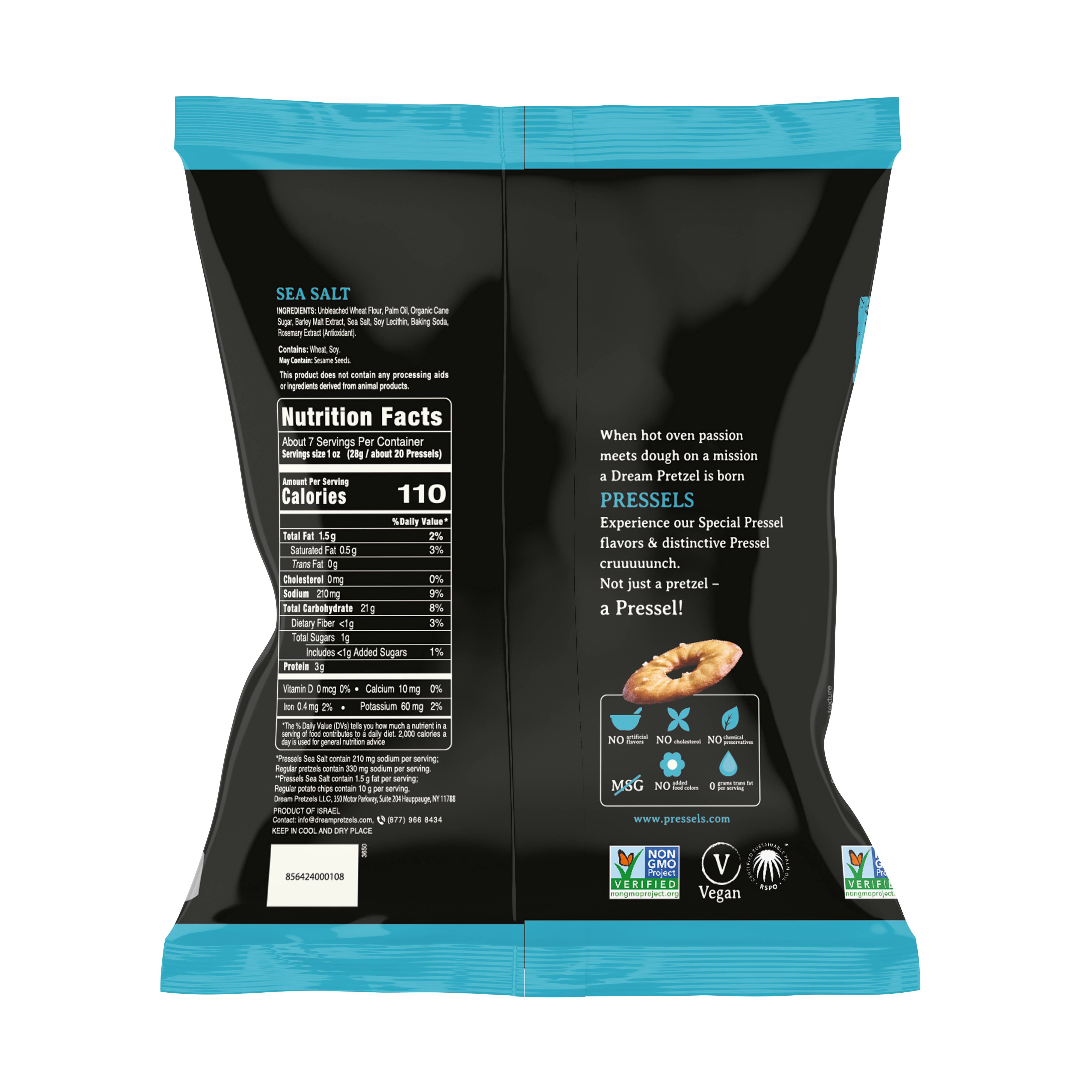Dream Pretzels - Wholesale Pretzels - Dream Pressels, Sea Salt, 7.1 oz bags1