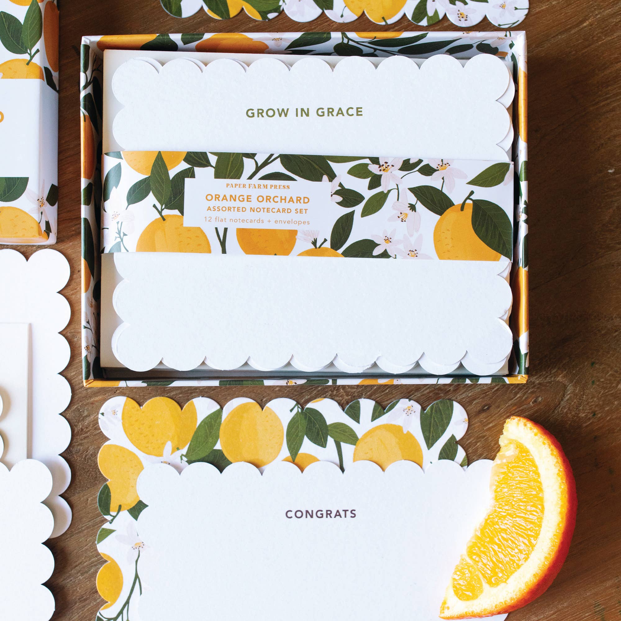 Paper Farm Press - Wholesale Stationery/Notecard Set - Orange Orchard Assorted Notecard Set2
