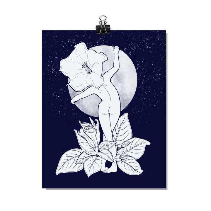 Datura Moon Flower Botanical Museum-kvalitet matt tryck för wholesale av June Bunch Studio