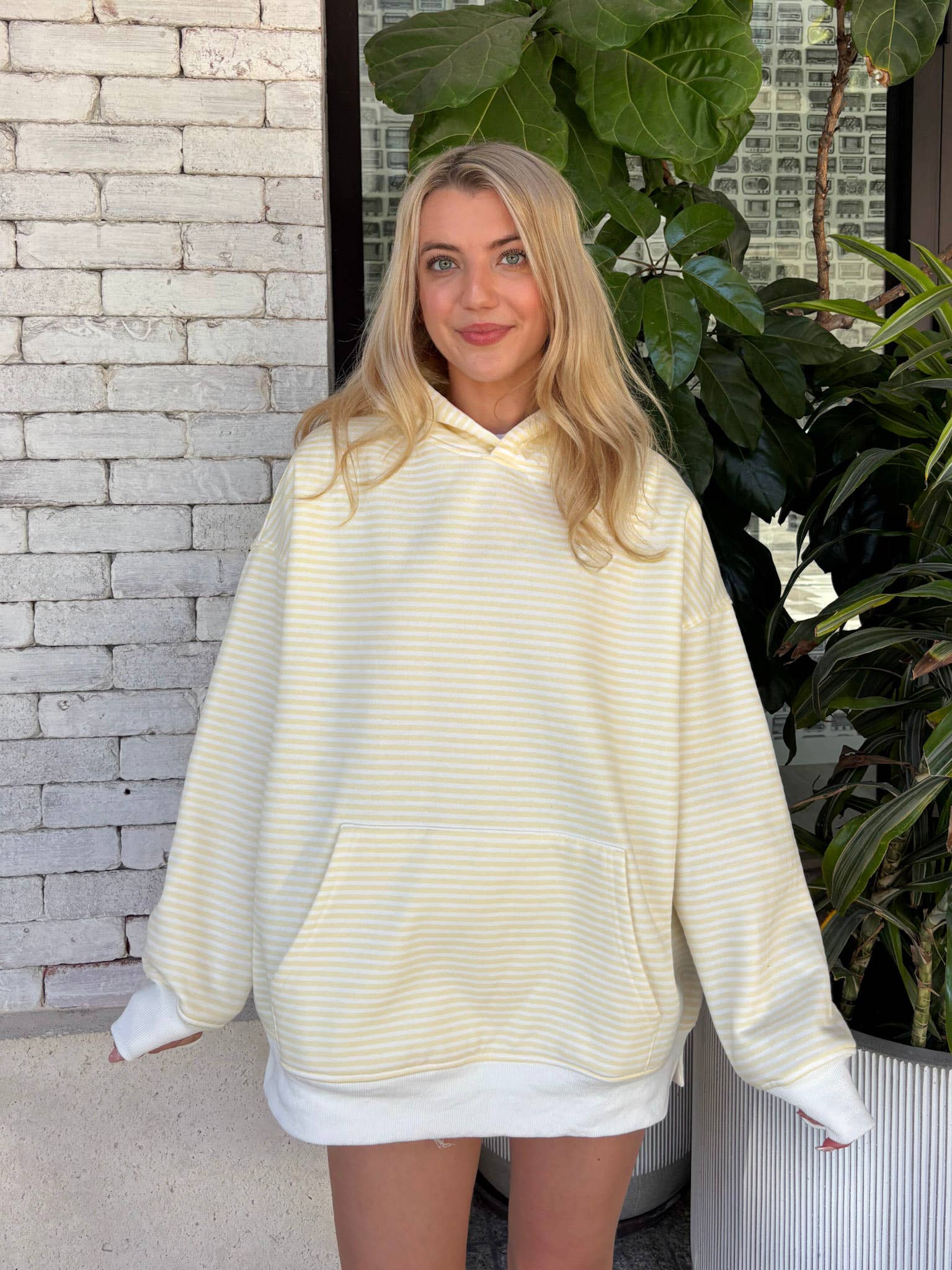 Baby Yellow and White Big Striped Hoodie for wholesale on Faire16
